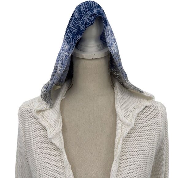 Lola Ombre Knit Stripe Open Front Hooded Cardigan Sweater M Cottage Boho Beach - Picture 6 of 13